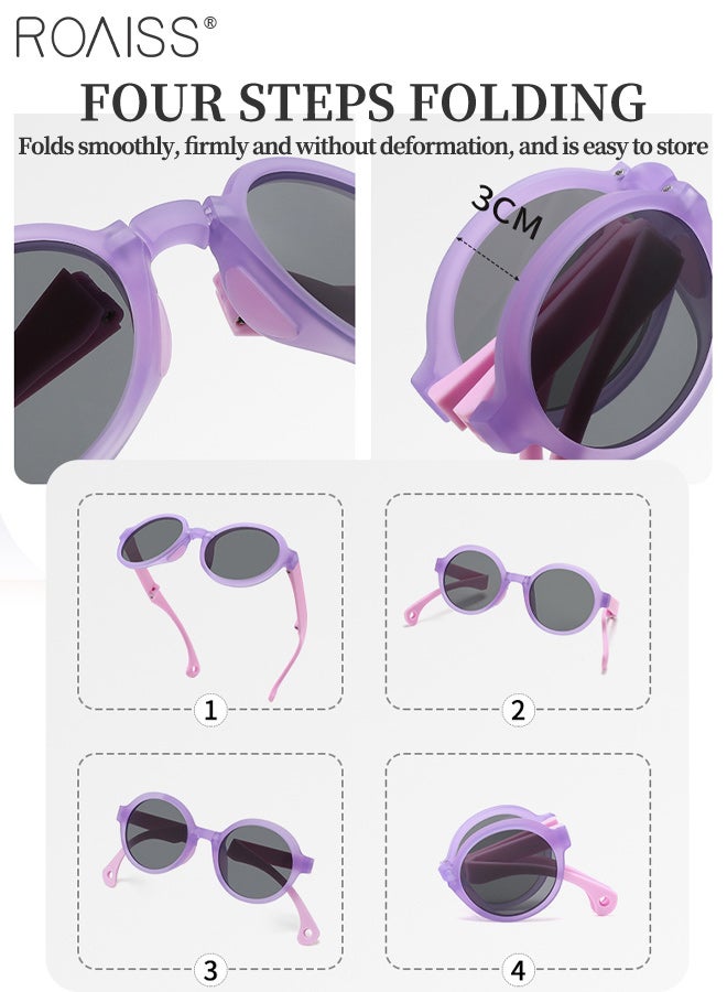 roaiss Kid 's Round Folding Polarized Sunglasses Kids, UV400 Protection Cute Outdoor Beach Holiday Sun Glasses,Outdoor Foldable Sun Shades with Small Portable Box for Boys Girls and Children Age 3-12 - Image 3